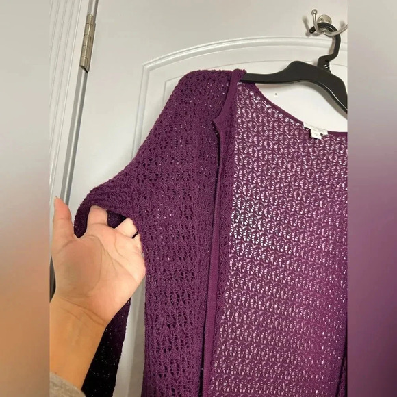 J Jill Womens Purple Duster Open Front Cardigan Open Knit Size M - Picture 6 of 9